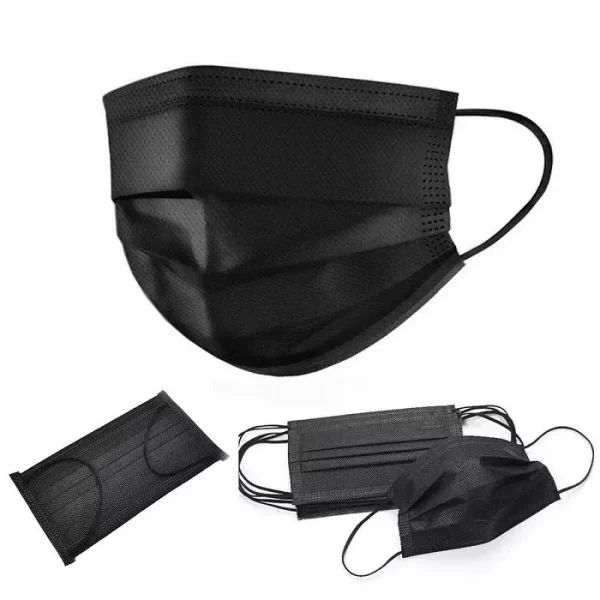 Masque civil noir à 3 plis avec boucle d'oreille