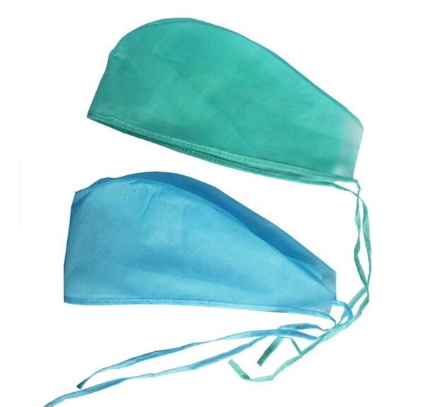 Touca descartável para médico com gravata nas costas Azul