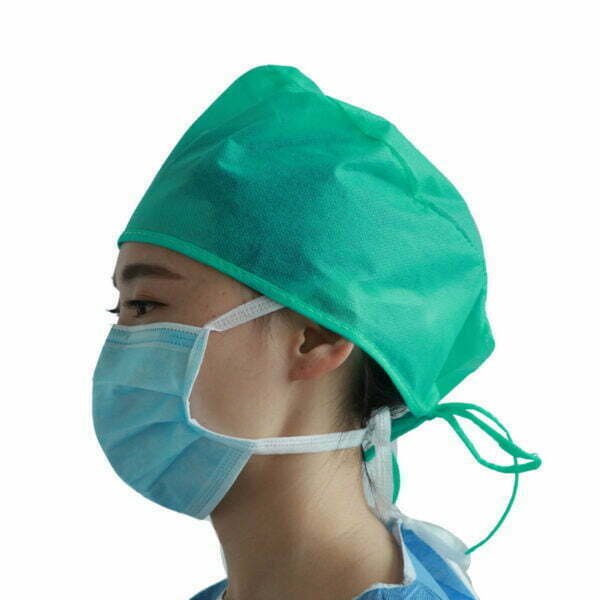 Touca descartável para médico com gravata nas costas Verde