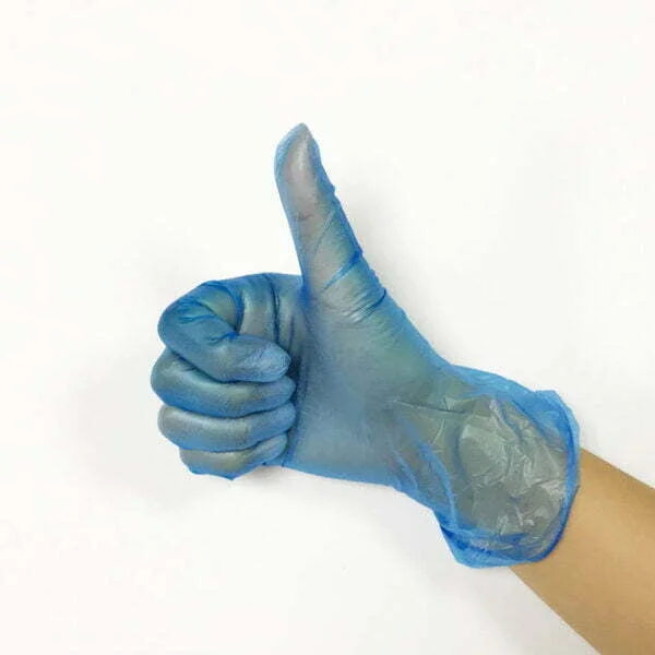 Luva de vinil descartável azul Luva para alimentos Luva para exames