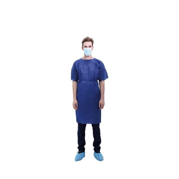 Blouse de patient bleue non tissée à usage unique