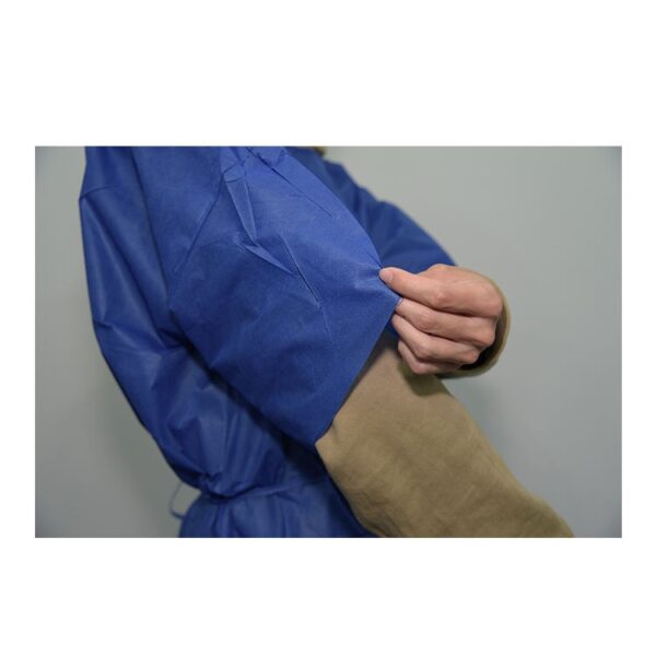 Blouse de patient jetable non tissée bleue à manches courtes