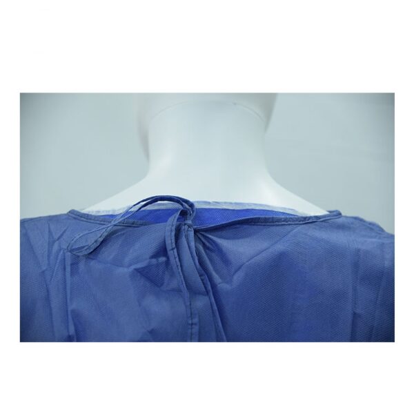 Blouse de patient à usage unique en non-tissé bleu avec attache au dos