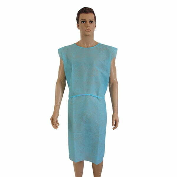 Green Nonwoven Disposable Patient Gown sleeveless