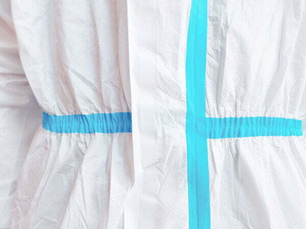 Microporous Coverall with Adhesive Tape